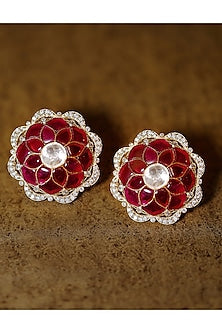 Gold Plated Ruby Stud Earrings