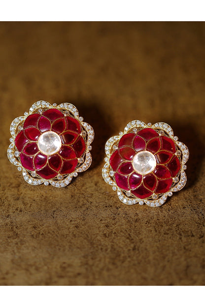 Gold Plated Ruby Stud Earrings