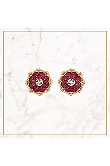 Gold Plated Ruby Stud Earrings