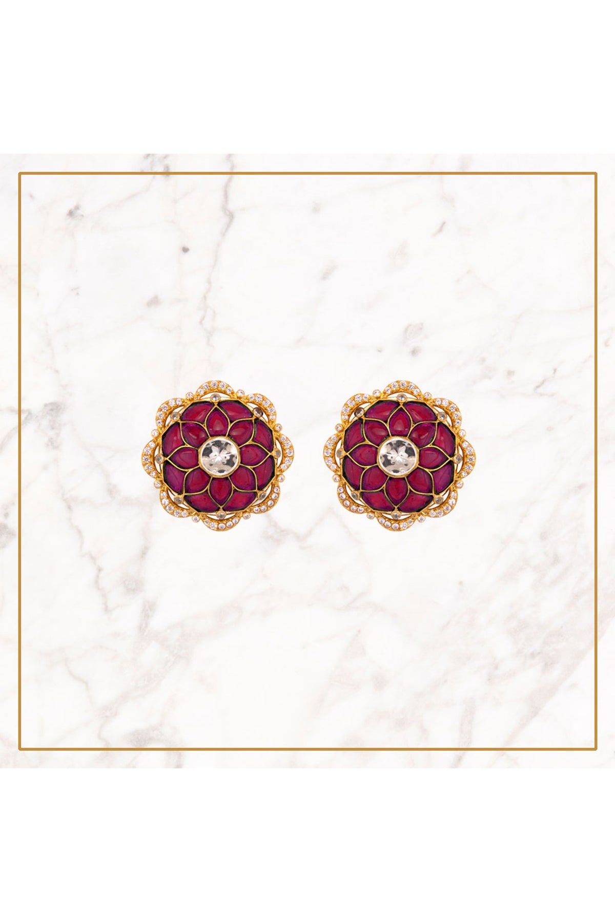 Gold Plated Ruby Stud Earrings