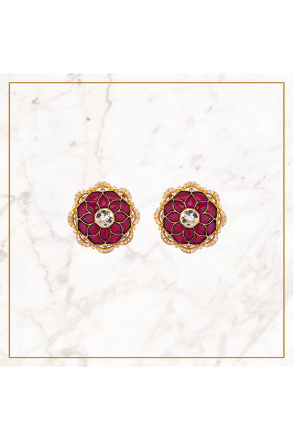 Gold Plated Ruby Stud Earrings