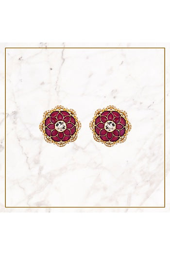 Gold Plated Ruby Stud Earrings