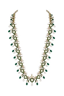 Gold Plated Emerald Long Necklace