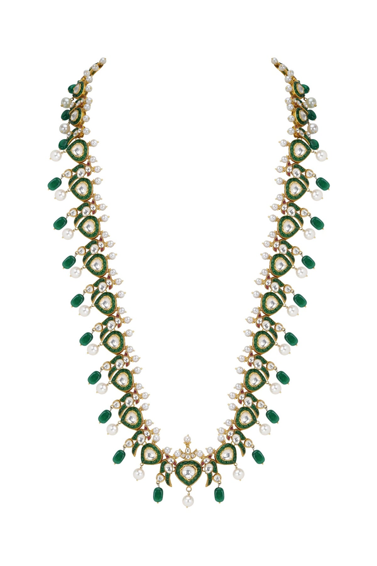 Gold Plated Emerald Long Necklace
