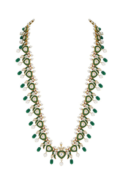 Gold Plated Emerald Long Necklace
