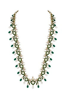 Gold Plated Emerald Long Necklace
