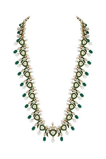 Gold Plated Emerald Long Necklace