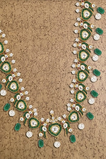 Gold Plated Emerald Long Necklace