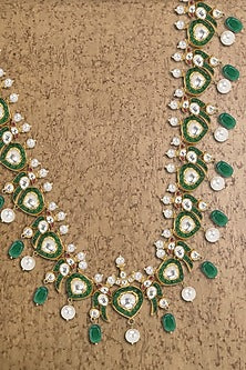 Gold Plated Emerald Long Necklace