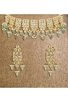 Gold Plated Emerald Choker Necklace