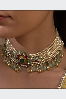Gold Plated Pearls Choker Necklace