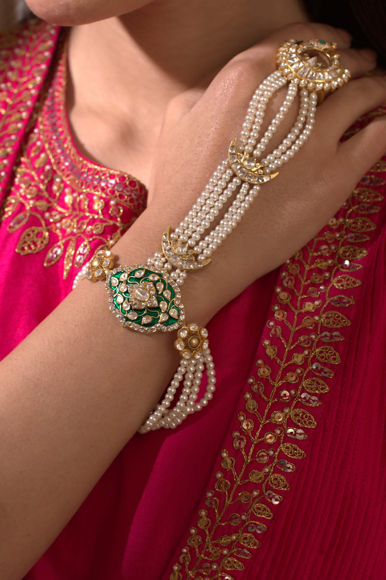 Gold Plated Polki Hathphool