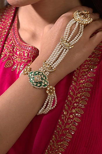 Gold Plated Polki Hathphool