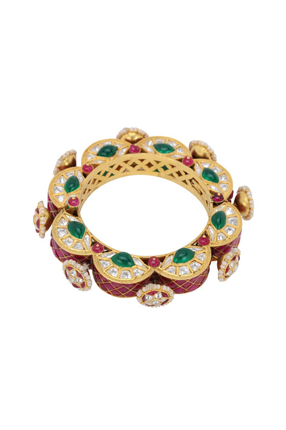 Gold Plated Emerald Gajra Bangle
