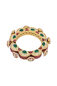 Gold Plated Emerald Gajra Bangle