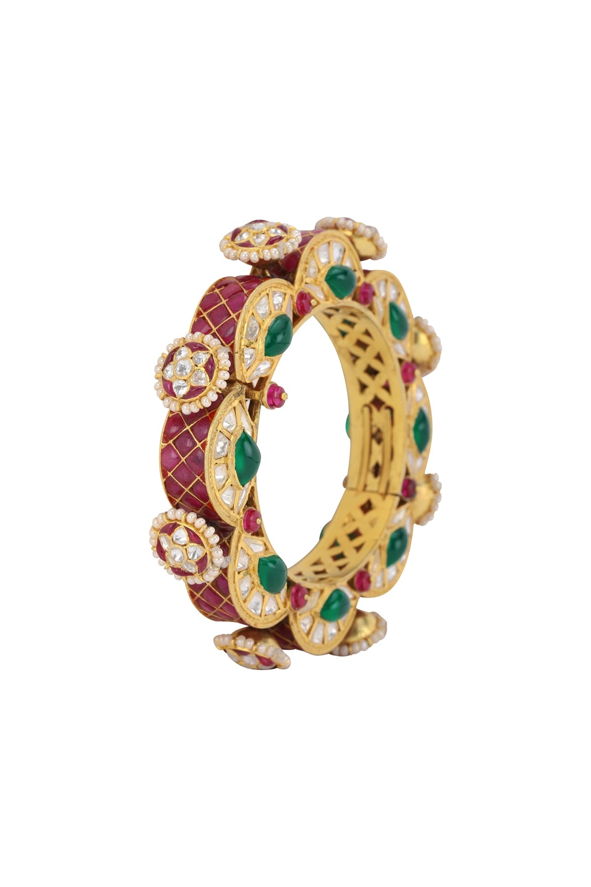 Gold Plated Emerald Gajra Bangle