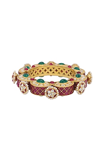 Gold Plated Emerald Gajra Bangle