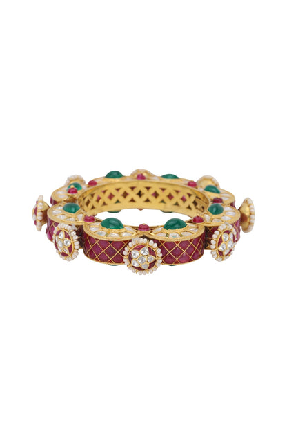 Gold Plated Emerald Gajra Bangle