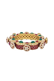 Gold Plated Emerald Gajra Bangle