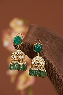 Gold Finish Freshwater Pearl Earrings In Sterling Silver