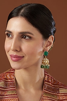 Gold Finish Freshwater Pearl Earrings In Sterling Silver