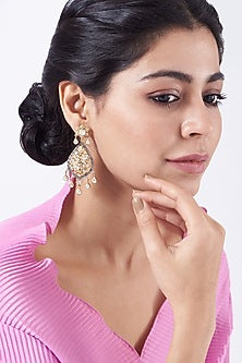 Gold Finish Blue Sapphire Earrings In Sterling Silver
