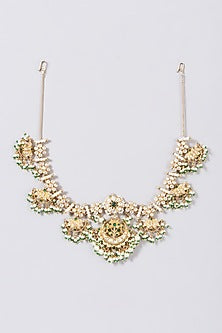 Gold Finish CZ Diamond Mathapathi In Sterling Silver