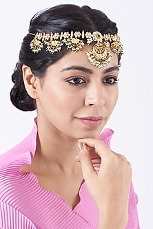 Gold Finish CZ Diamond Mathapathi In Sterling Silver