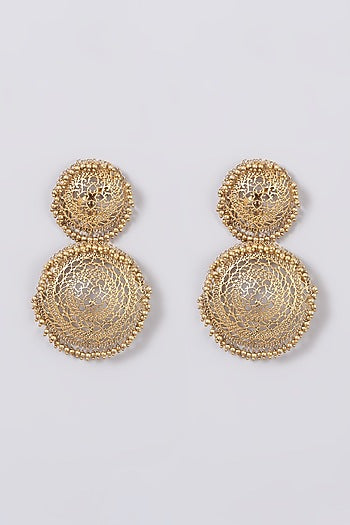 Gold Finish Detachable Dangler Earrings In Sterling Silver