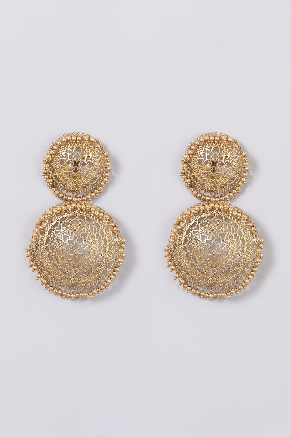 Gold Finish Detachable Dangler Earrings In Sterling Silver