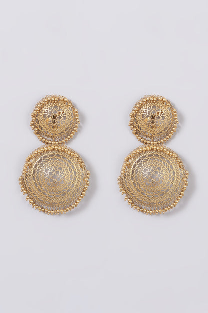 Gold Finish Detachable Dangler Earrings In Sterling Silver