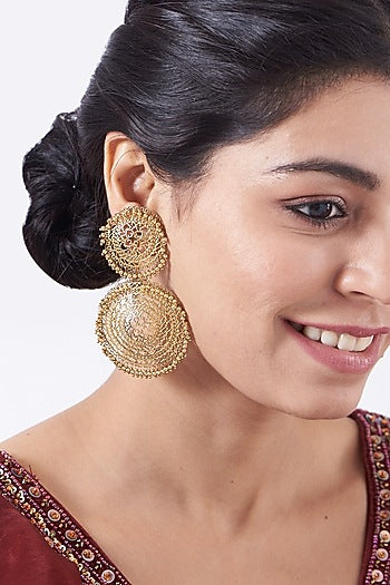 Gold Finish Detachable Dangler Earrings In Sterling Silver