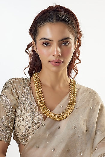 Gold Plated Temple Necklace In Sterling Silver