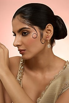 Gold Plated Kundan Polki Handcrafted Dangler Earrings In Sterling Silver