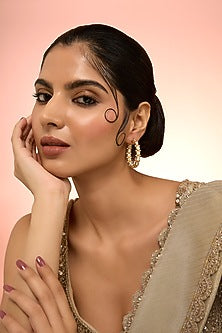Gold Plated White Kundan Polki Handcrafted Dangler Earrings In Sterling Silver