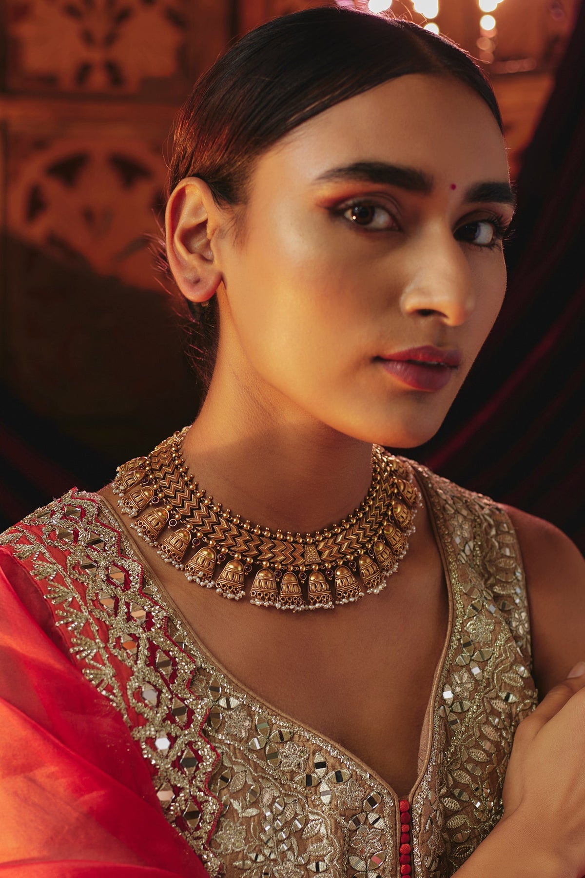 Gold Plated Contemporary Necklace In Sterling Silver