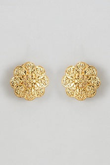 Gold Plated Temple Stud Earrings In Sterling Silver