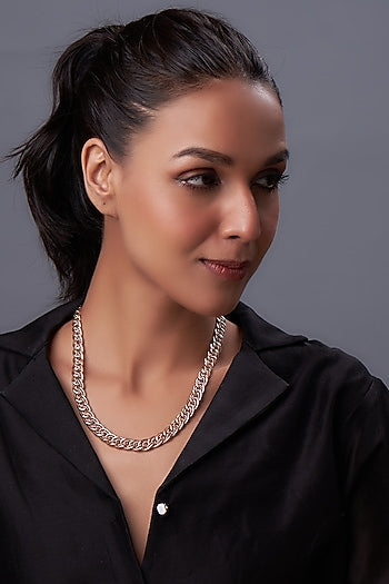 Rose Gold Plated Handcrafted Necklace In Sterling Silver