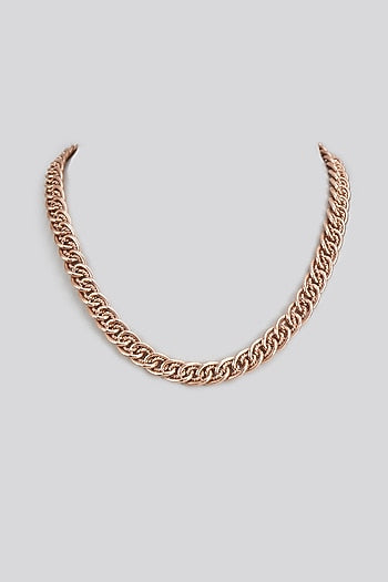 Rose Gold Plated Handcrafted Necklace In Sterling Silver