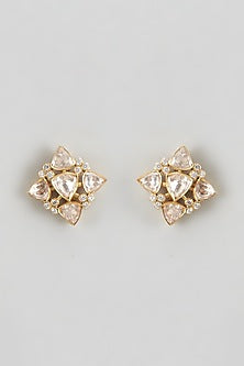 Gold Plated Moissanite Stud Earrings In Sterling Silver