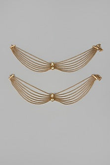 Gold Finish Kundan Polki Anklets (Set Of 2)