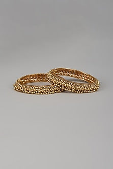 Gold Finish Temple Bangle (Set Of 2)