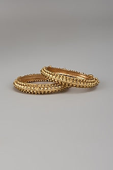 Gold Finish Temple Bangle (Set Of 2)