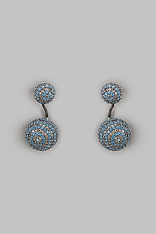 Black Rhodium Finish Zircon Detachable Earrings