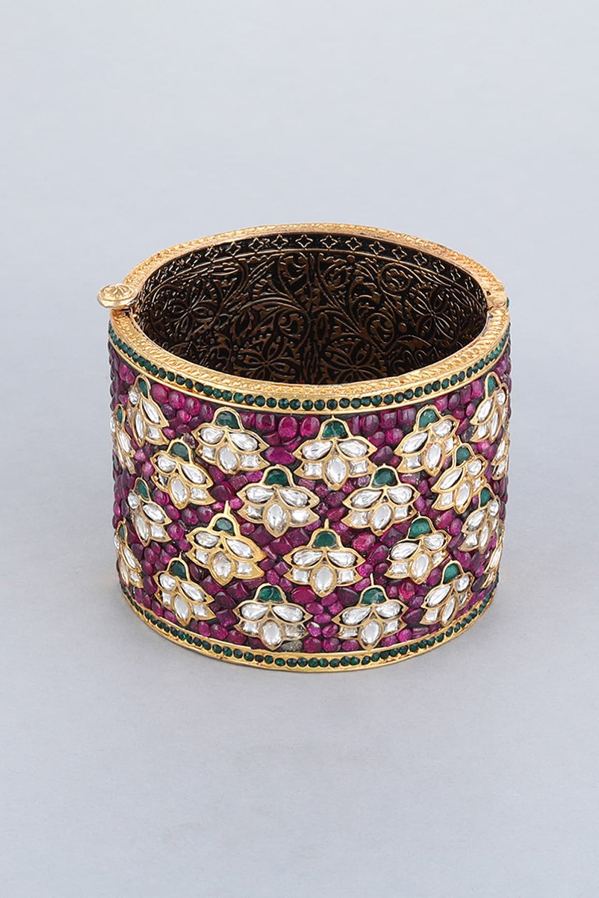 Gold Foil Finish Purple Stones Kada