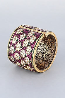 Gold Foil Finish Purple Stones Kada