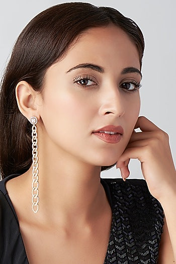 Gold Finish Zircon Diamond Earrings