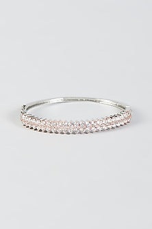 Two Tone Finish Bracelet With Zircons