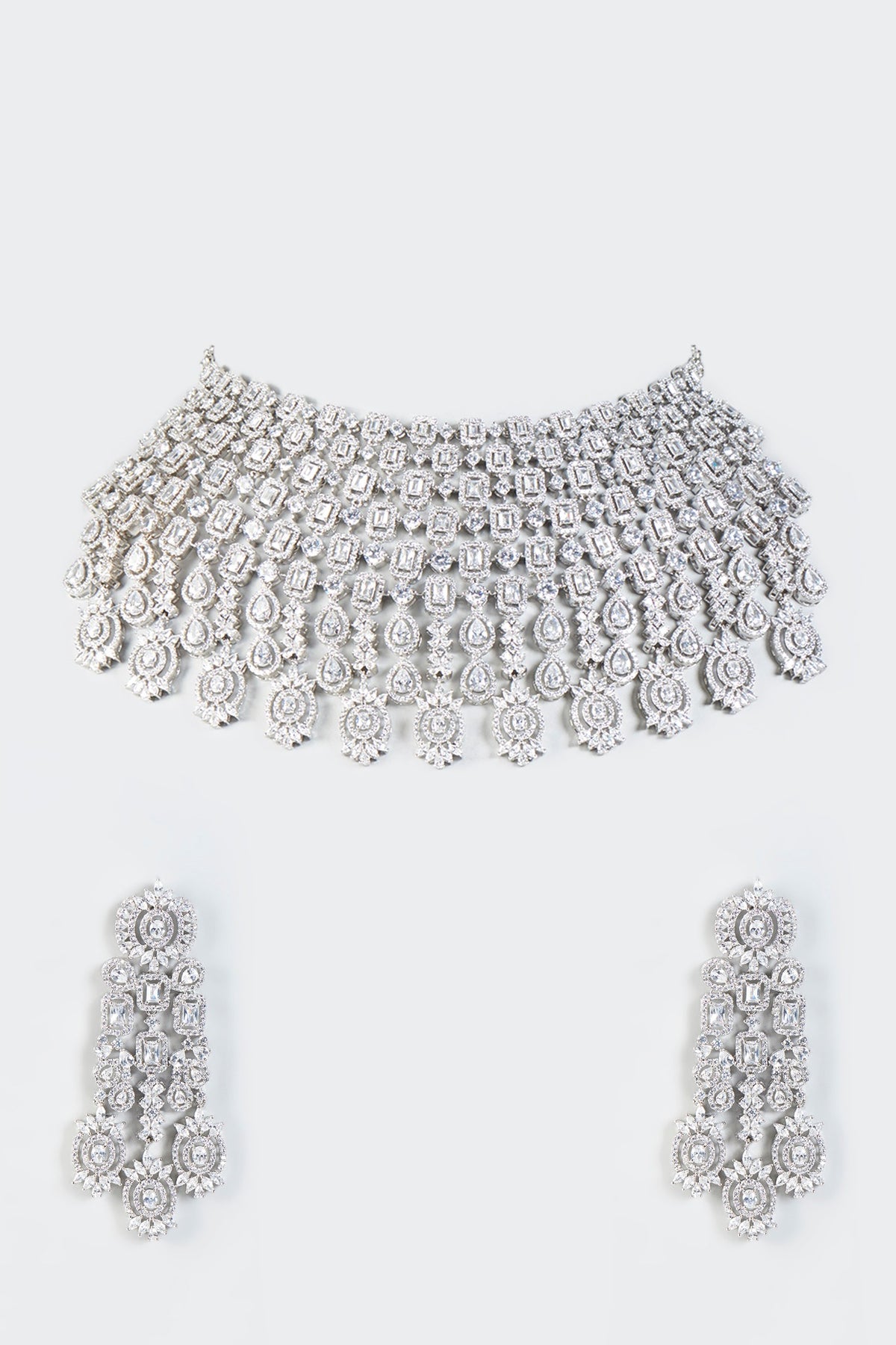 White Finish Zircons Necklace Set