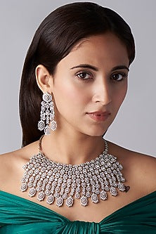 White Finish Zircons Necklace Set